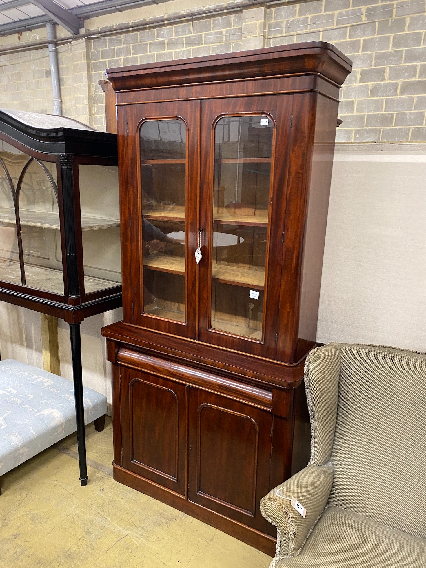 A Victorian mahogany bookcase, width 106cm, height 212cm